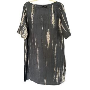 The Fisher Project 100% Silk Tunic Women’s Medium Grey Cream Abstract